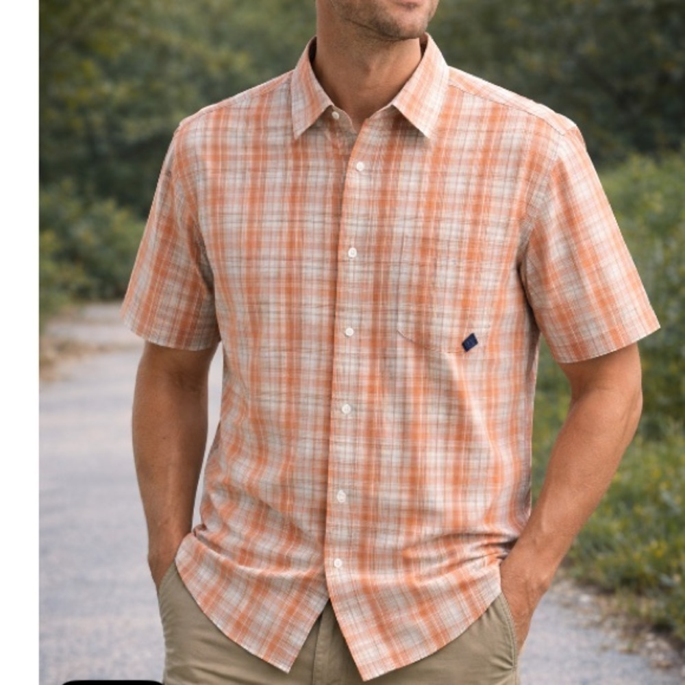 MEN’S LARGE PATAGONIA SHORT SLEEVED TEXTURED PLAID SHIRT button down